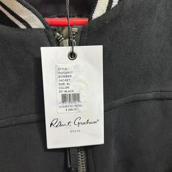 Robert Graham Faux Suede Men's Black Bomber Jacket RGF22R17